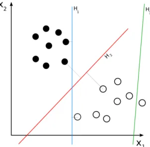 Figure  3.3.1  gives  an  illustrative  example  on  how  the  instances  would  be  mapped  in  a  two- two-dimensional space