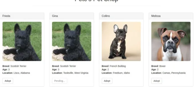 Figure 3. Pete’s Pet Shop browser UI view 