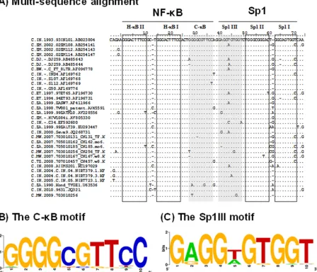 FIG 2 Genetic variation within the C-years 1989 to 2010 were downloaded fromof the subtype C LTR