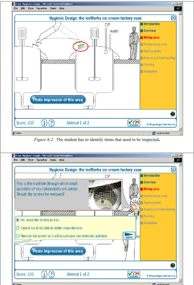 Figure 6-3. If the student identifies an item that needs inspection, the LO presents a predefined question  about the item 