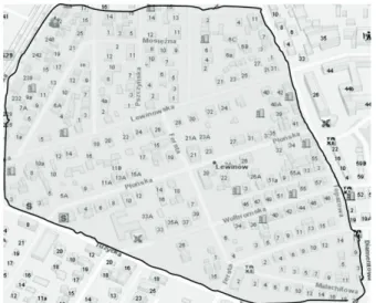 Fig. 6. Analyzed area in Targowek district. 