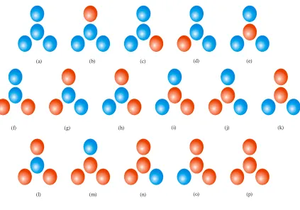 Figure 2.3:   Types of Interactions in a Binary Mixture, Four –Body Interaction Model 