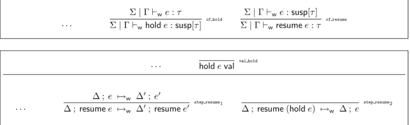 Figure 4: Additional Typing and Evaluation Rules for L m
