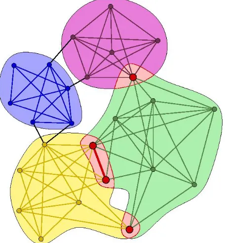 Figure 1.7: Overlapping and non-overlapping communities of a graph G [23]