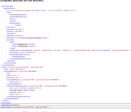 Table 1 - Examples of XPath Expressions for CCD Header 