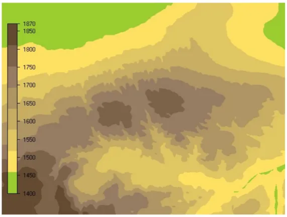 Figure 4. Elevation distribution within wind farm area.