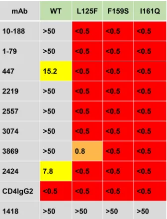 TABLE 3 Effects of mutations in JR-FL.JB that
