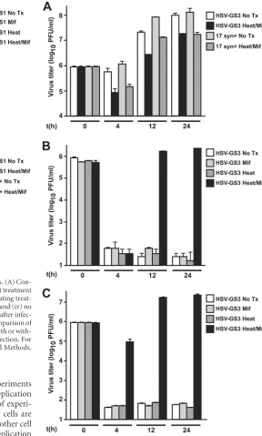 FIG 2 Single-step growth experiments with HSV-GS1 in Vero cells. (A) Con-