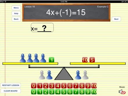 Figure 2. The equation has been set up on the scale.