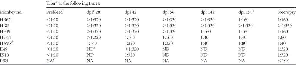 TABLE 2 Viremia after SVV inoculation and immunosuppression in rhesus macaques