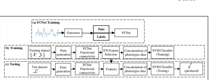 Fig. 1. Flowchart of the proposed method. In (a), FCNet is trained from the datagenerated by the generator