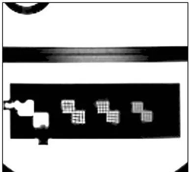 Figure 8: Magnified portion of slice 1 displayed appropriately for visually assessing  high-contrast resolution.