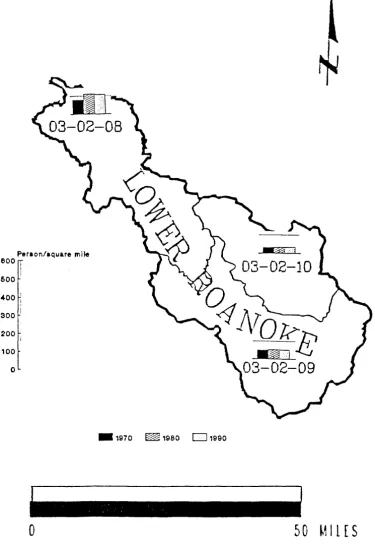 Figure 9. L. Roanoke Basin Population Densities 