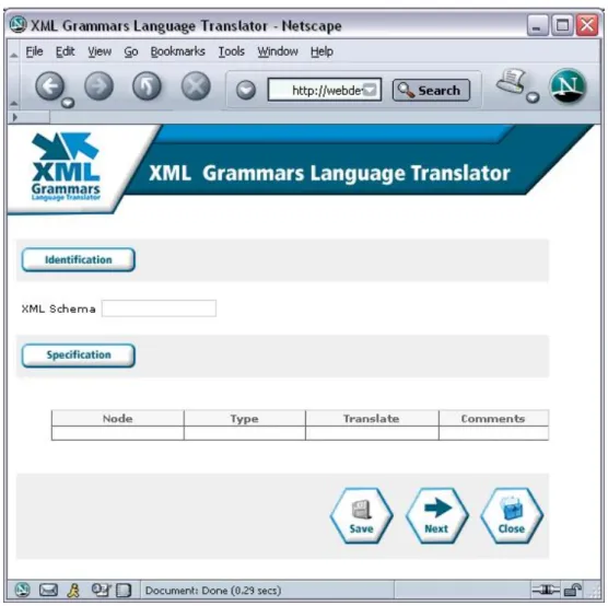 FIGURE 8 - XML  GRAMMAR TRANSLATOR INTERFACE