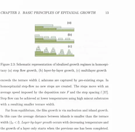 Figure 2.3: Schematic representation of idealized growth regimes in homoepi­