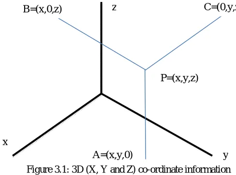 Figure 3.1: 3D (X, Y and Z) co-ordinate information  