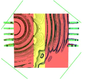 Figure 3. The normalized magnitude (top) and phase (bottom) of the transmission coefﬁcients computedwith the simulation and measured experimentally.