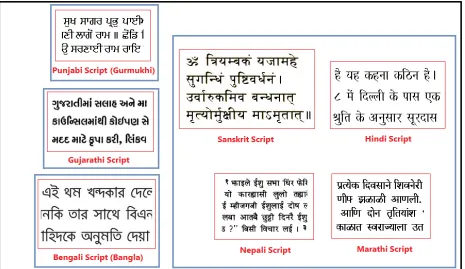 Fig. 4.3: Relative evolution of the common Devanagari script – based on individual languages