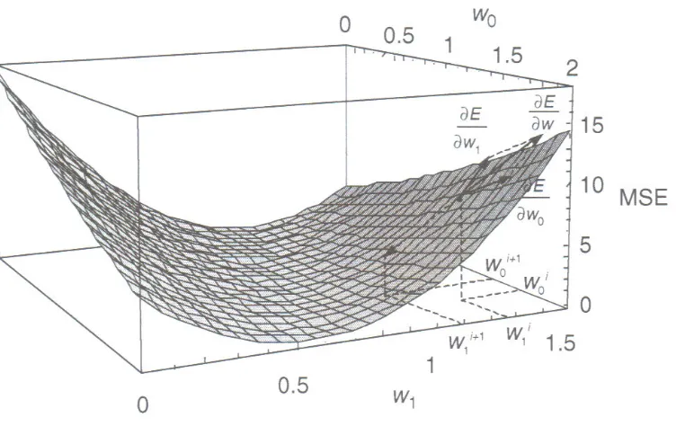 Figure 3.5: Mean Square Error as a Function of Network Weights, [29]