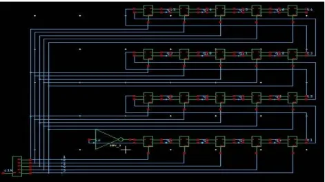 Fig. 6 is showing schematic block diagram of proposed 16 bit shift register. Fig. 7 showing the result of 16 bit shift  register, it is a snapshot of log file generated by T-spice