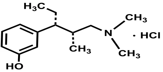 Figure 1: Structure of tapentadol hydrochloride.  