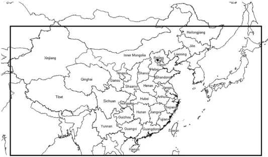 Figure 1.1. The WRF/Chem and WRF-CAM5 modeling domain at a horizontal grid resolution of 36-km (97×164 cells) 