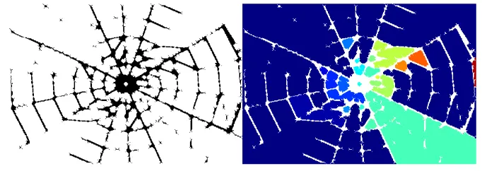 Figure:  Error! No text of specified style in document..2 – Computed Binary Image and Label Image for Dense Rock  