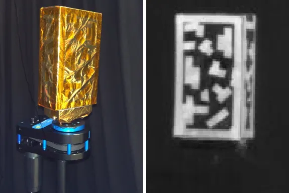 Figure 8: Target in visual (right) and infrared with contrast enhancement of the image acquisitionsoftware(left)