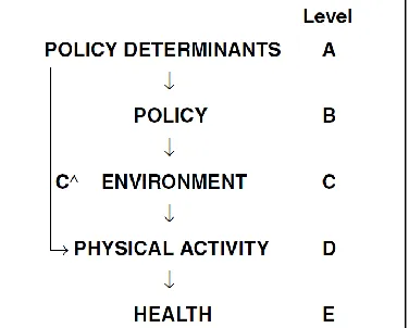 Figure 5:  Presumptive model of how policy moves from formulation to implementation and thereby influencing PA directly through the environment (Schmid et al., 2006)