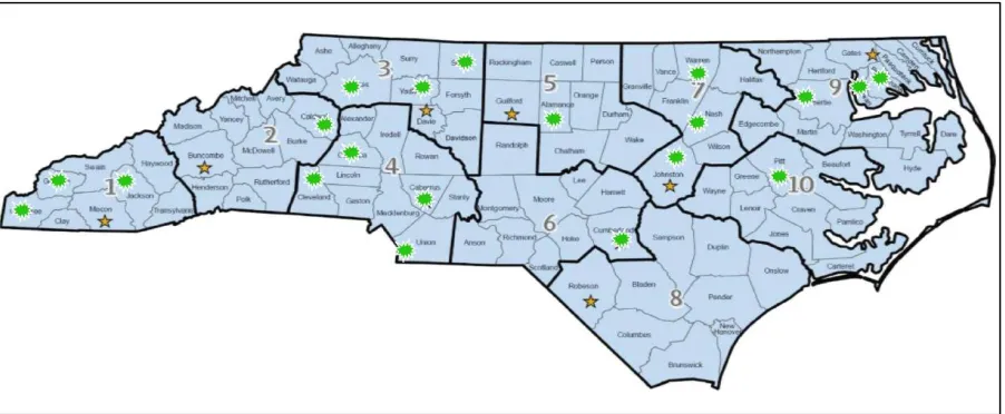 Figure 7:  Locations of Final 20 Sites Selected for On-site Data Collection 