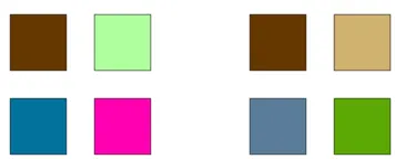 Figure 1: Two scenes with the brown square (top left inboth scenes) as the target; no competitors (left scene) andone potential competitor (right scene).