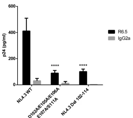 FIG 7 Immunocapture of NL4.3-derived WT and mutant viruses into whichMA acidic residues were replaced by alanines