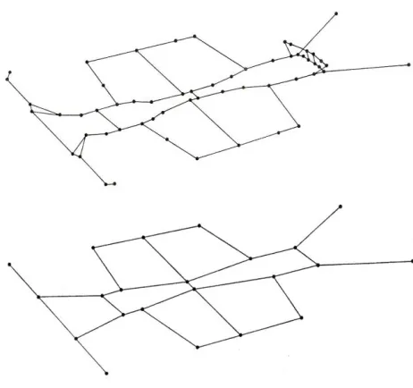 Figure 1.18 Idealization with 58 and 22 nodes [18] 