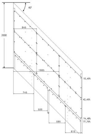 Figure 2 Plan view of wind tunnel model (sweep 40°) 