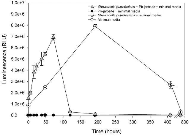 Figure S2.5. Luminescence (RLU) as a function of time. Luminescence is used as a 