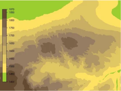 Figure 4. Elevation distribution within wind farm area.