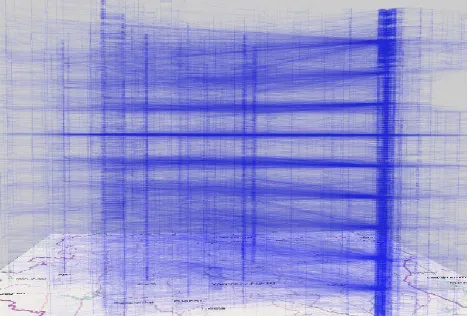 Figure 6. Long “jumps” in multiple trajectories indicate re-assignments of mover identifiers