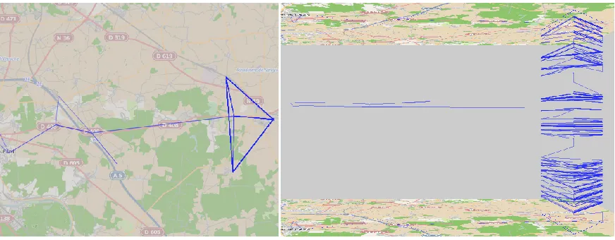Figure 10. A trajectory of a mobile phone user contains segments of false movement caused by 