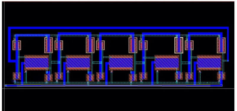 Fig. 11Layout of five stage ring oscillator   