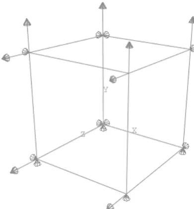 Figure 1. Equibiaxial Tension boundary conditions for the sin-gle element simulated model 