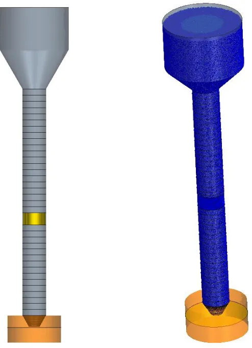 Figure 4.3 Simulation geometry without and with particles (left to right) 