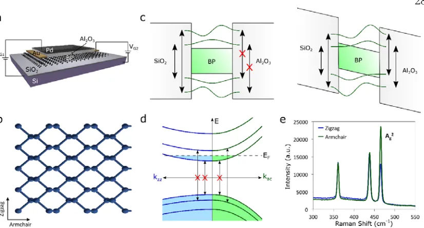 Figure 3.1.  Anisotropic electro-optical effects in few-layer BP. (a) Schematic figure of infrared tunability devices