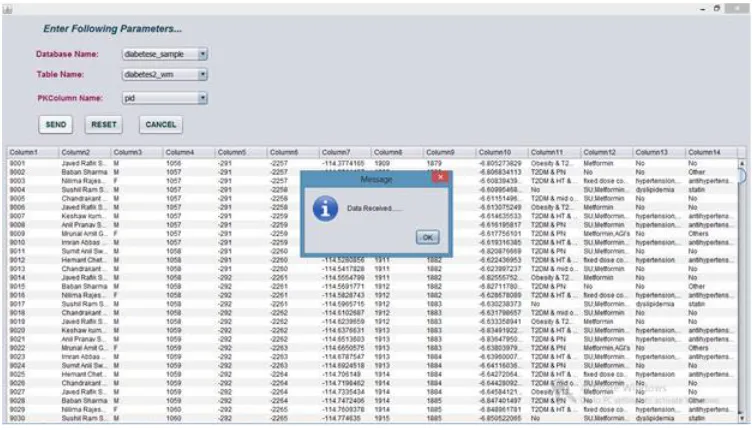 Figure 13: Screenshot of Client Data Request 