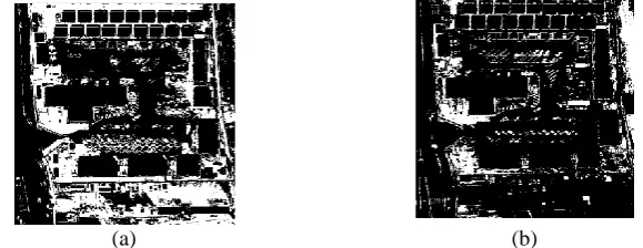 Fig.  . (a) Probability density contours for the two-component. (b) Actual radiometric change maps obtained by using   