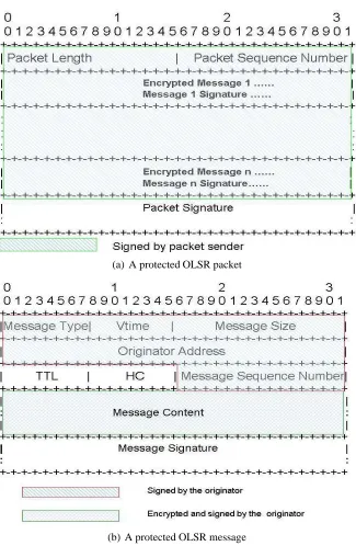 Figure 4.2: Protected OLSR Packet and Message