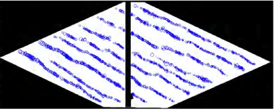 Figure 5. Crack pattern at the last load cycle (F=4200kN): circles’ diameter is proportional to crack width