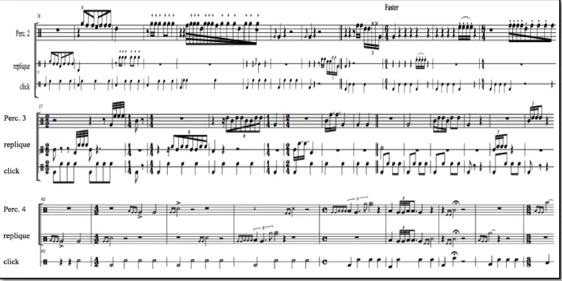 Figure 28: Percussion Quartet: separate parts corresponding to the full score in figure 23 