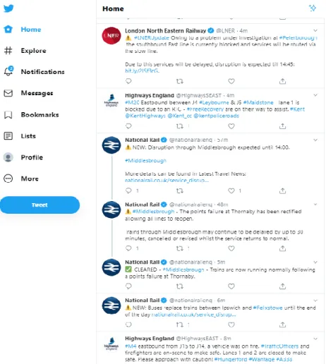 Figure 3-2: Example of a Twitter timeline 