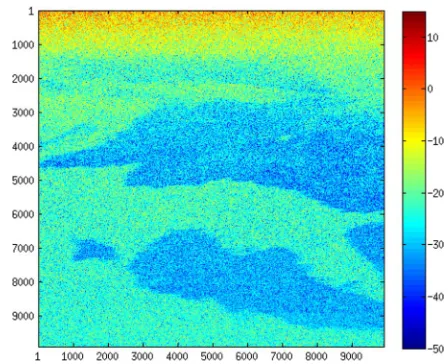 Fig. 19. Real SAR L-band data GOMoil_07601_10052_102_100622_L090_CX_02. Span (in decibels) of the reference image of size 9749 × 9898 pixels.