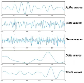 Figure 1.7: Different types of EEG rhythms (Lotte, 2008) 